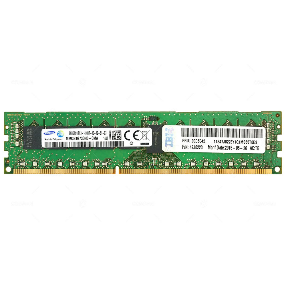 00D5042 IBM MEMORY 8GB 2RX8 PC3-14900R DDR3 00D5042 47J0223, M393B1G73QH0-CMA 47J0223, M393B1G73QH0-CMA