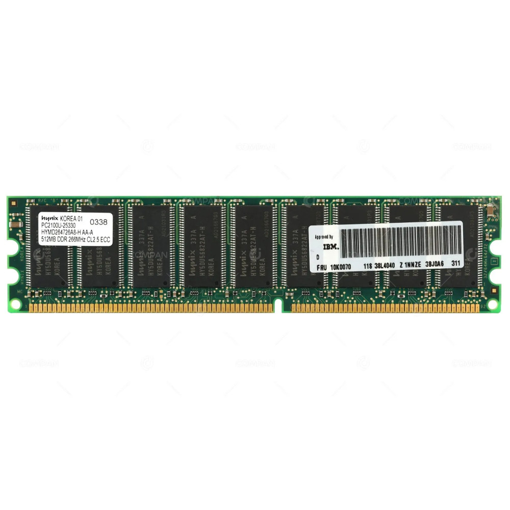 10K0070 HYNIX MEMORY 512MB PC2100U - 25330 DDR 266MHZ CL2.5 10K0070 10K0070 HYMD264726A8-H 10K0070 HYMD264726A8-H