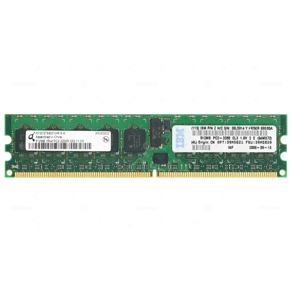 39M5820 IBM MEMORY 512MB 1RX4 PC2 3200R DDR2 HYS72T64001HR-5-A
