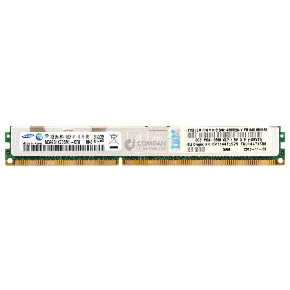 44T1580 IBM MEMORY 8GB 2RX4 PC3-8500R DDR3 44T1580 44T1579 44T1579, 43X5294