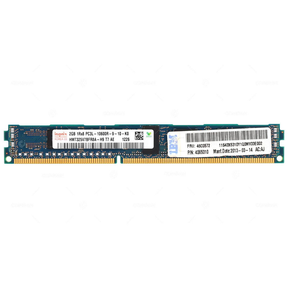 46C0572 IBM MEMORY 2GB 1RX8 PC3L 10600R DDR3 43X5310, HMT325V7BFR8A-H9