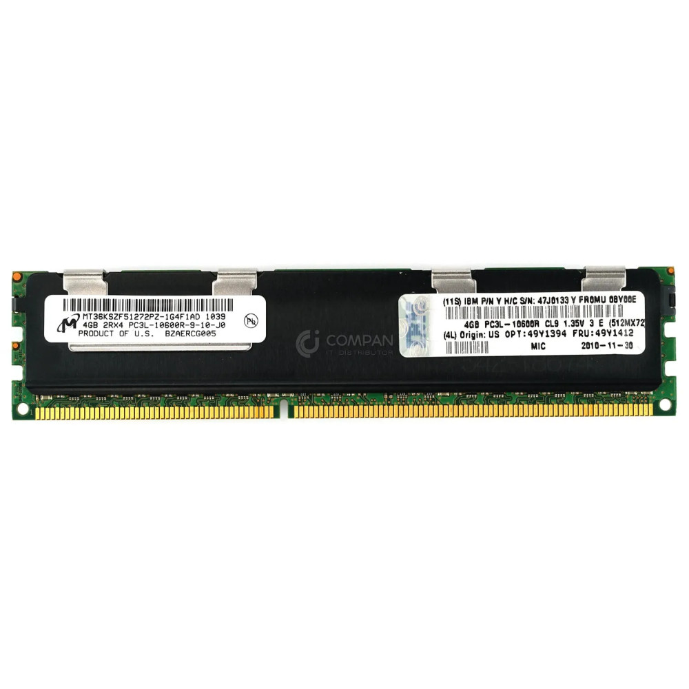 49Y1412 IBM MEMORY 4GB 2RX4 PC3L 10600R DDR3 49Y1412 MT36KSZF51272PZ-1G4F1, 49Y1394, M393B5170FH0-YH9 MT36KSZF51272PZ-1G4F1, 49Y1394, M393B5170FH0-YH9