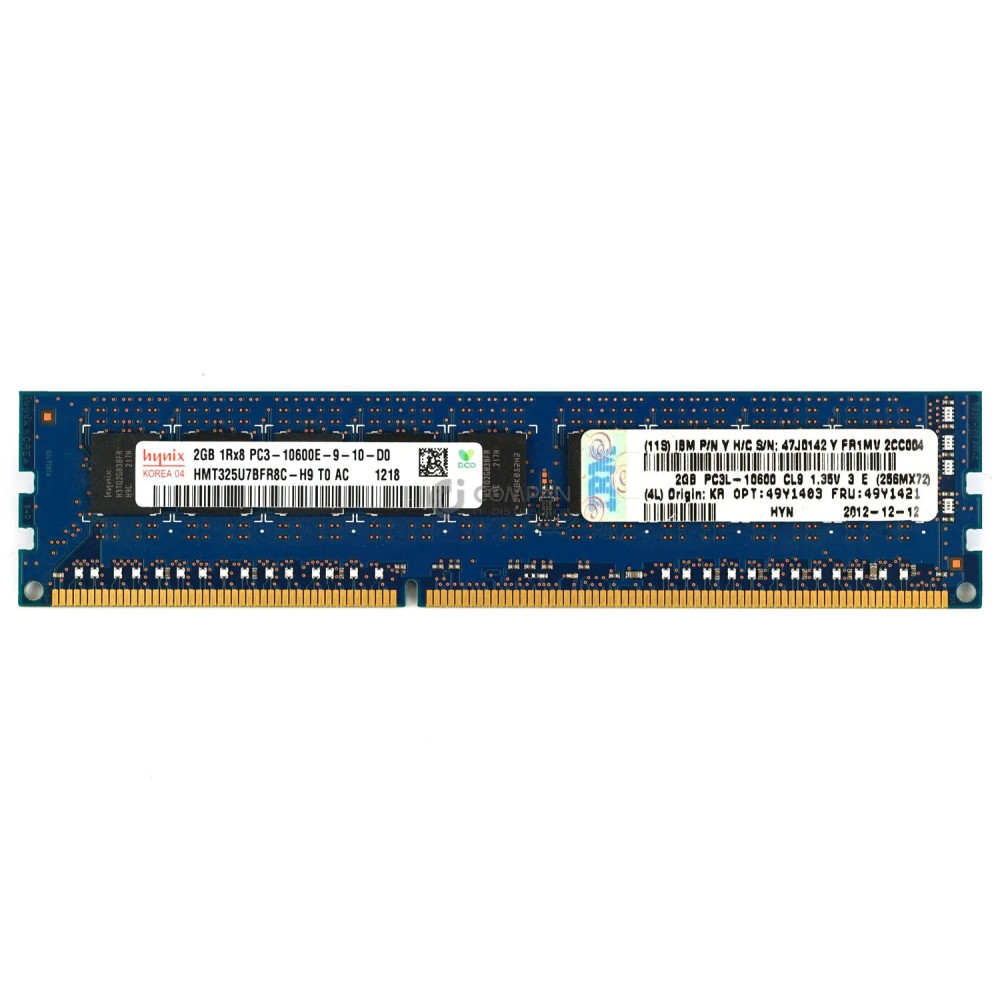 49Y1421 IBM MEMORY 2GB 1RX8 PC3 10600E DDR3 49Y1421 49Y1403, 47J0142, HMT325U7BFR8C-H9 49Y1403, 47J0142, HMT325U7BFR8C-H9