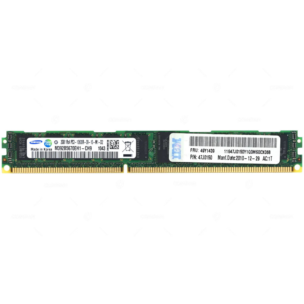 49Y1439 IBM 2GB 1RX4 PC3 10600R DDR3 MEMORY FOR HS BLADE SERVER 47J0150, M392B5670EH1-CH9