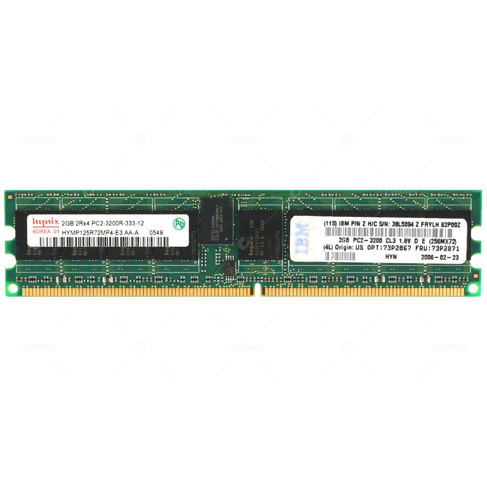 73P2871 IBM MEMORY 2GB 2RX4 PC2 3200R DDR2 73P2867, 38L5094, HYMP125R72MP4-E3