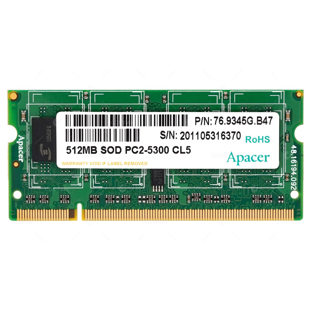 76.9345G.B47 APACER MEMORY 512MB SOD PC2 5300 CL5 FOR HP BLADE ADAPTER C7000 -