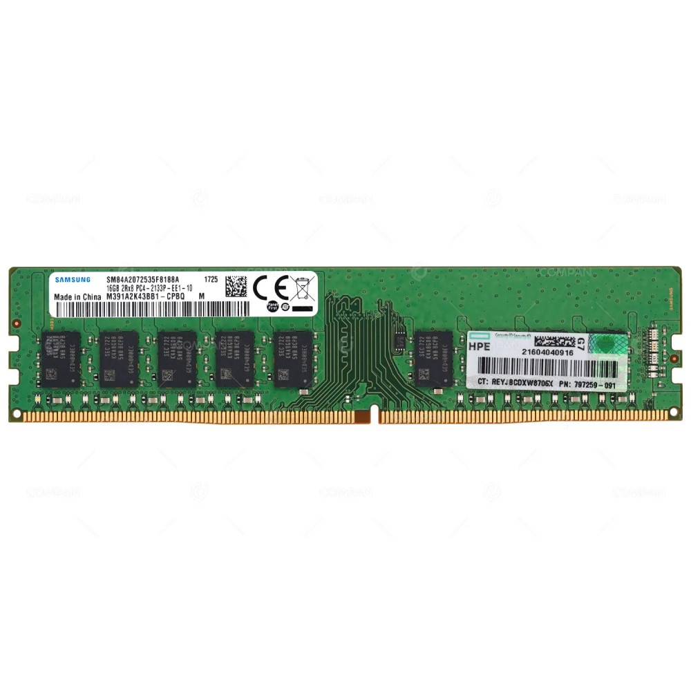 797259-091 HP MEMORY 16GB 2RX8 PC4 2133P DDR4 17000P 819801-001 M391A2K43BB1-CPB