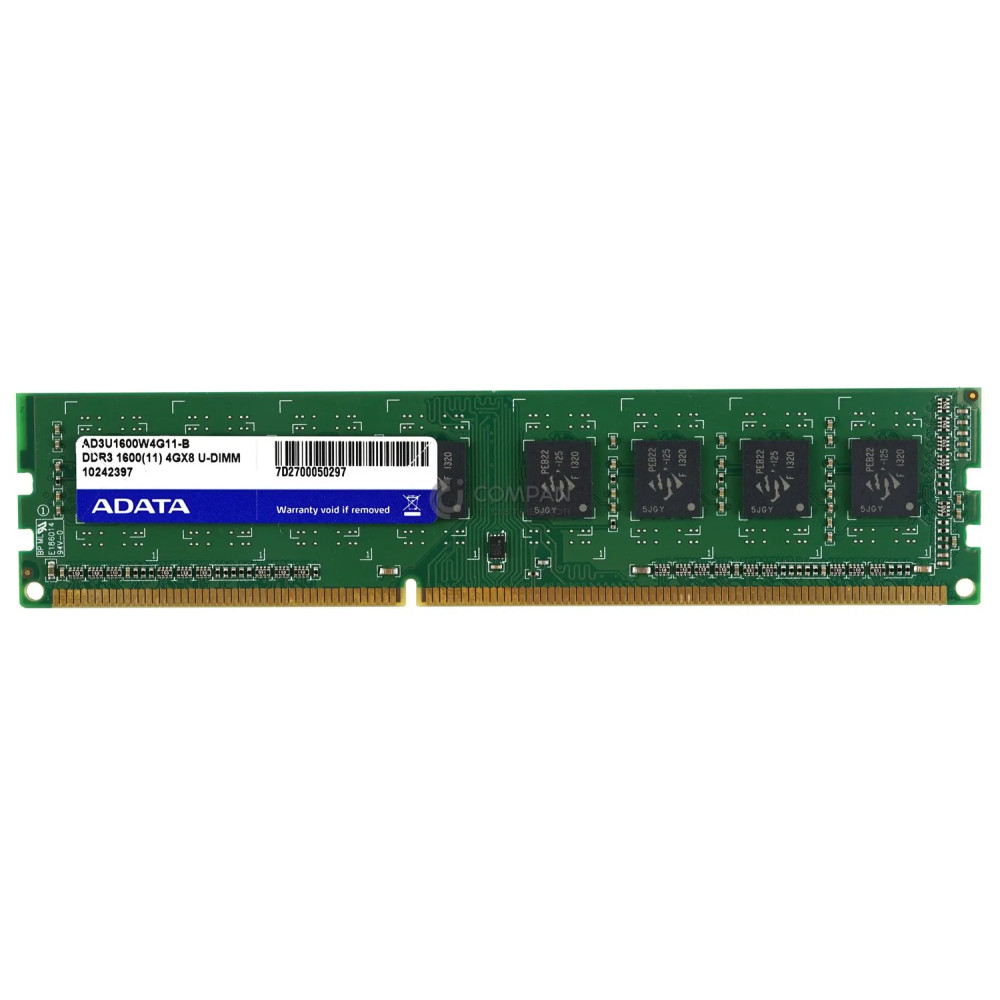 AD3U1600W4G11-B ADATA MEMORY 4GB PC3-12800 NON ECC DDR3-1600MHZ 4GX8 U-DIMM AD3U1600W4G11-B - -