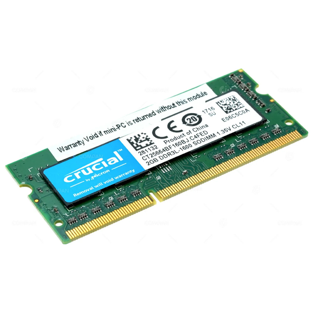 CT25664BF160BJ.C4FED CRUCIAL MEMORY 2GB PC3 12800 SODIMM DDR3L FOR LAPTOPS -