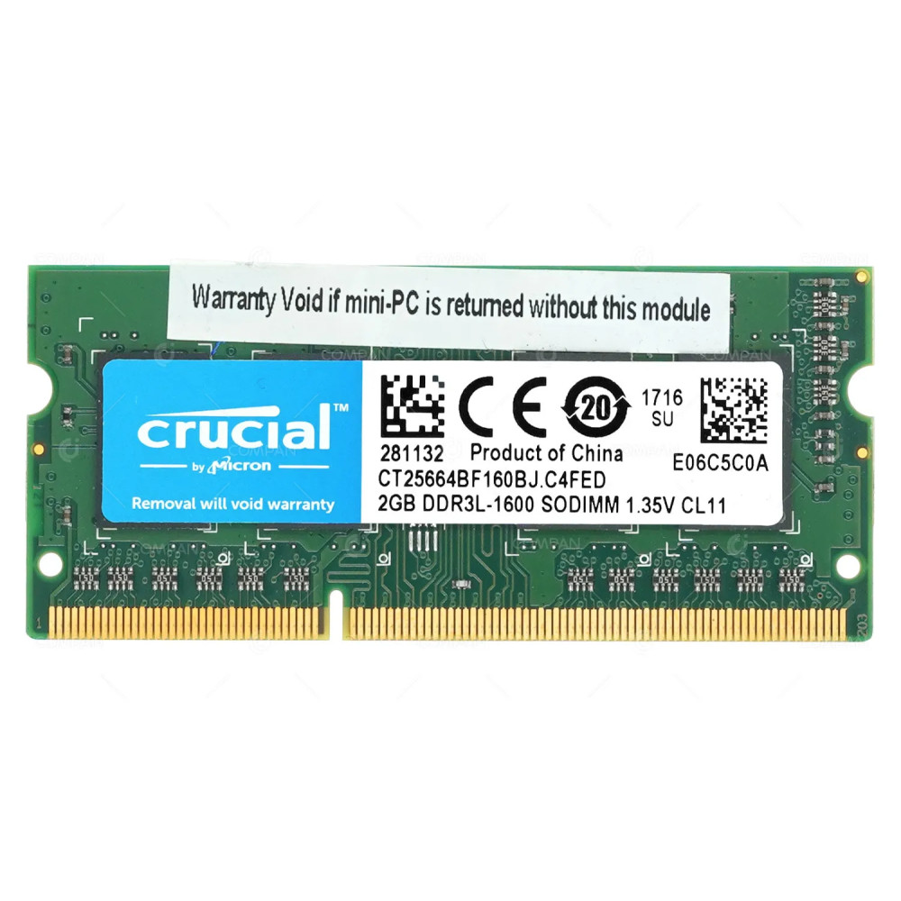 CT25664BF160BJ.C4FED CRUCIAL MEMORY 2GB PC3 12800 SODIMM DDR3L FOR LAPTOPS -