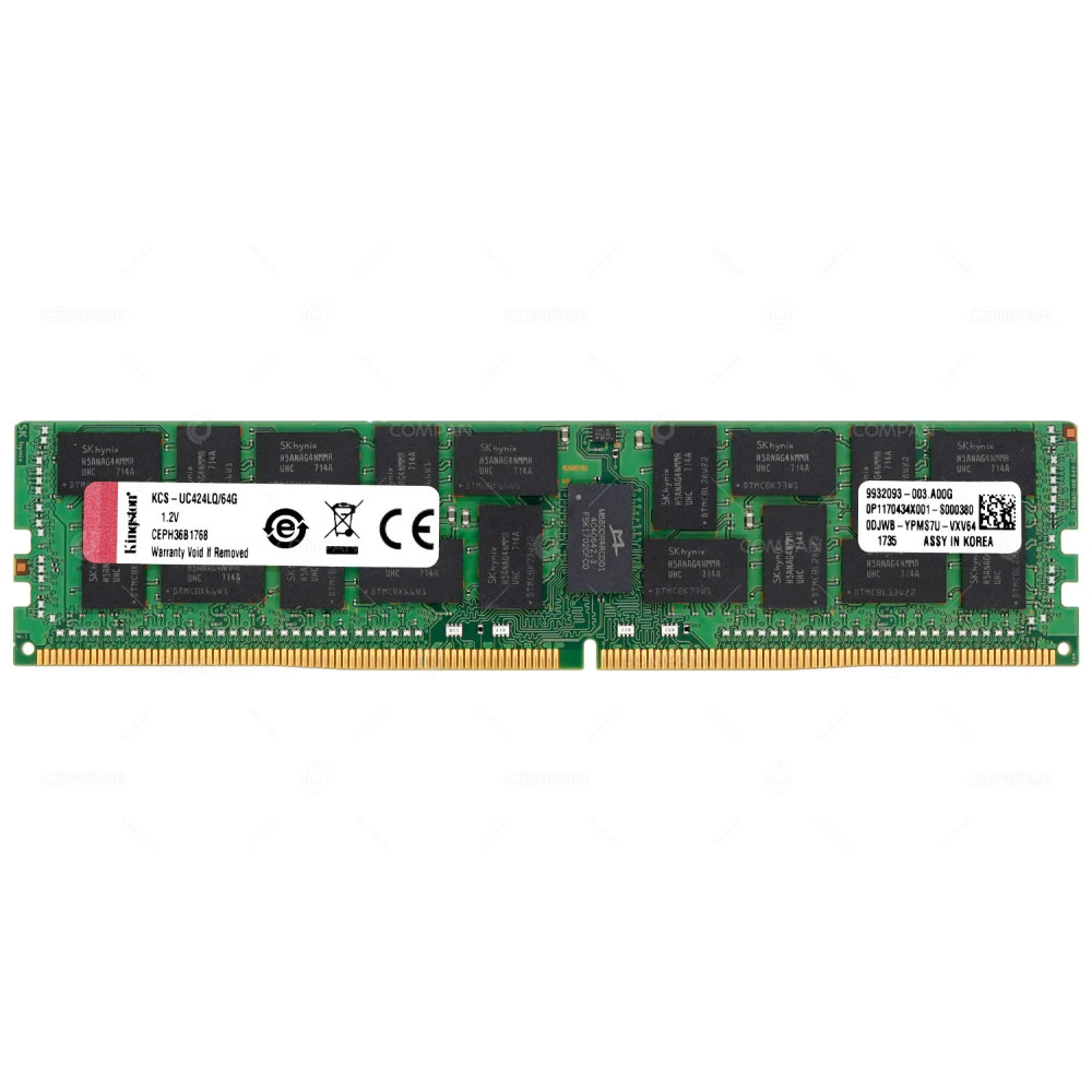 KCS-UC424LQ-64G KINGSTON 64GB 4DRX4 2400T PC4-19200 LOAD REDUCED ECC REGISTERED MEMORY CEPH36C1728, 9932093-003,
