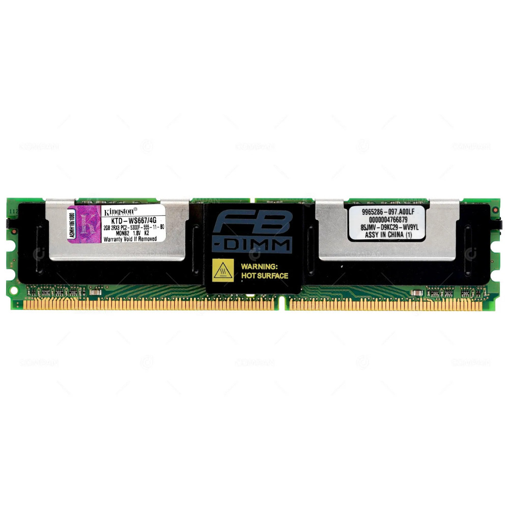 KTD-WS667-4G KINGSTON 2GB 2RX8 PC2-5300F DDR2 667MHZ 1.8V ECC REGISTERED MEMORY -
