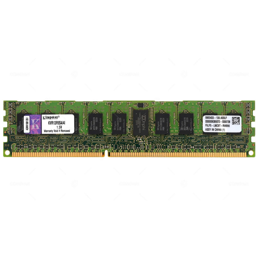 KVR13R9S4-4I KINGSTON MEMORY 4GB 1RX4 PC3 10600R DDR3 KVR13R9S4/4I, 9965433-139. A00LF, 9965433-143. A00LF