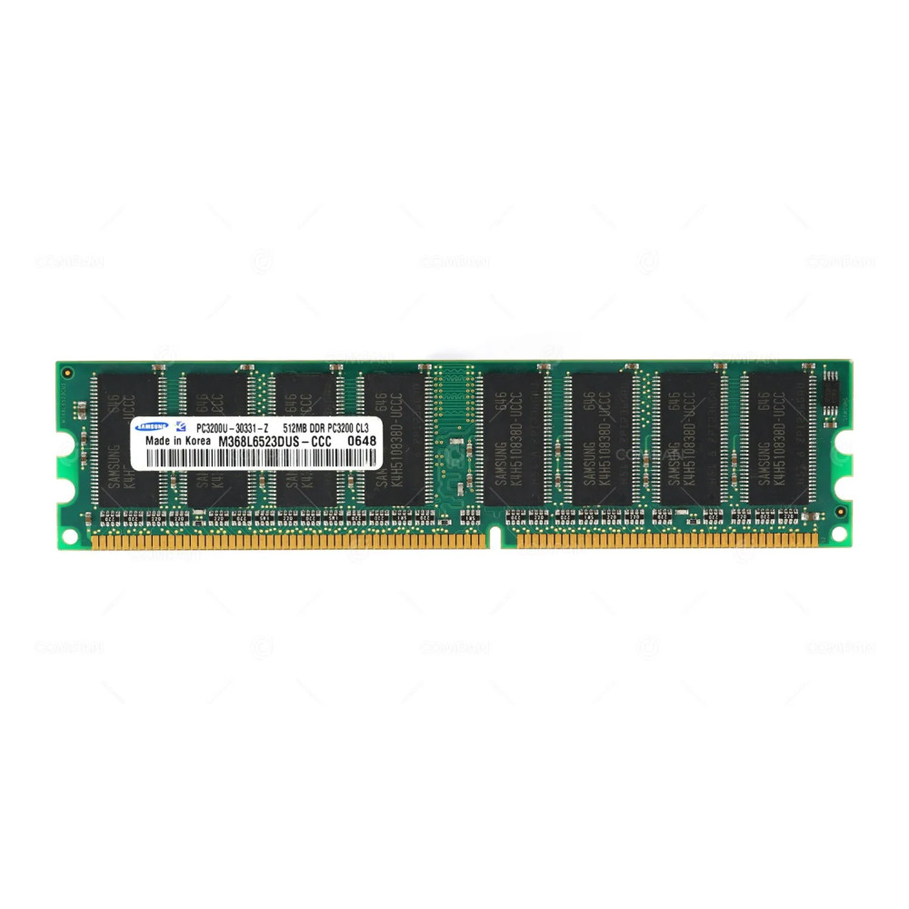 M368L6523DUS-CCC SAMSUNG MEMORY 512MB PC3200 400MHZ 184 PIN DDR CL3 UDIMM NON ECC PC3200U-30331-Z