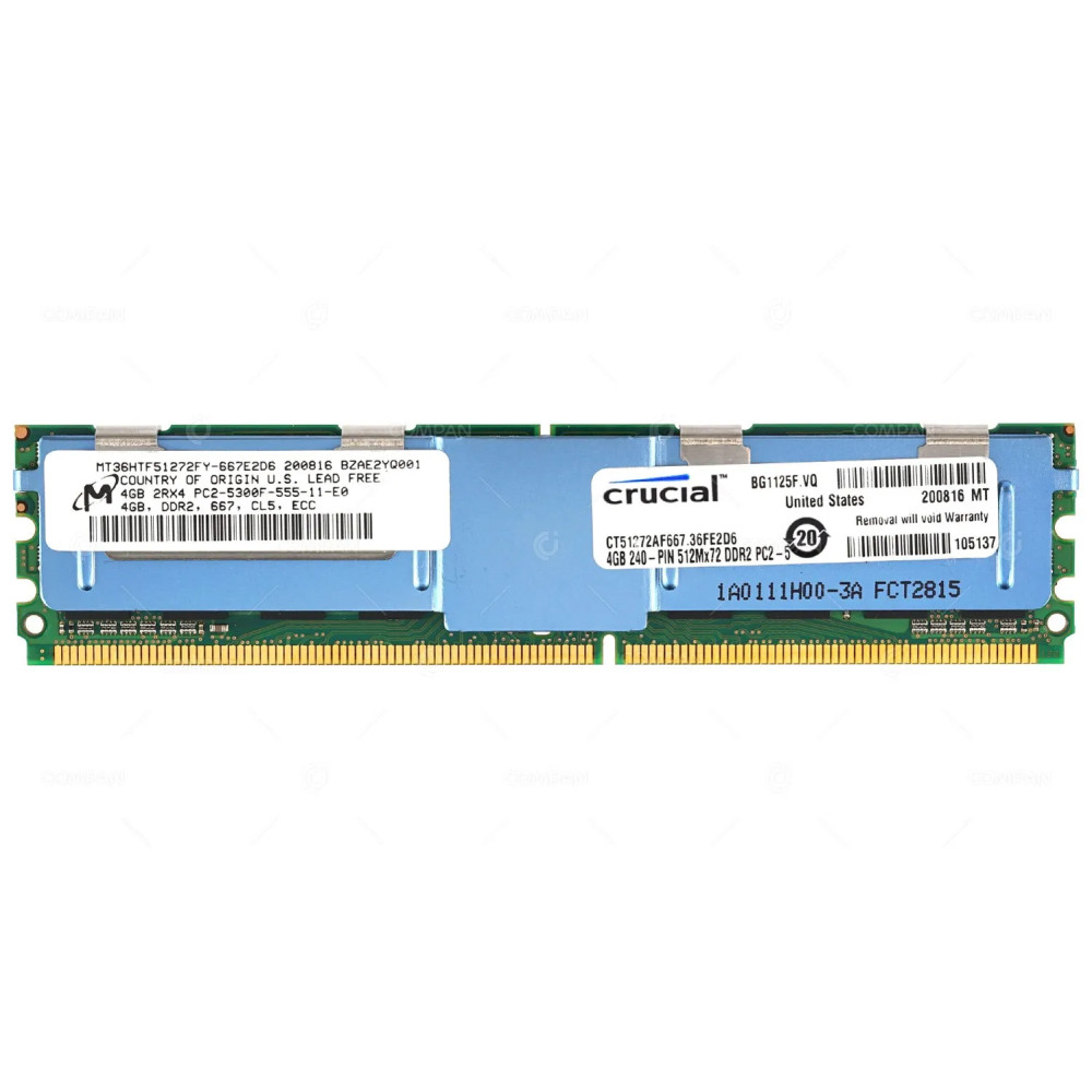 MT36HTF51272FY-667E2D6 CRUCIAL MEMORY 4GB 2RX4 PC2 5300F 667MHZ CL5 ECC DDR2 CT51272AF667.36FE2D6