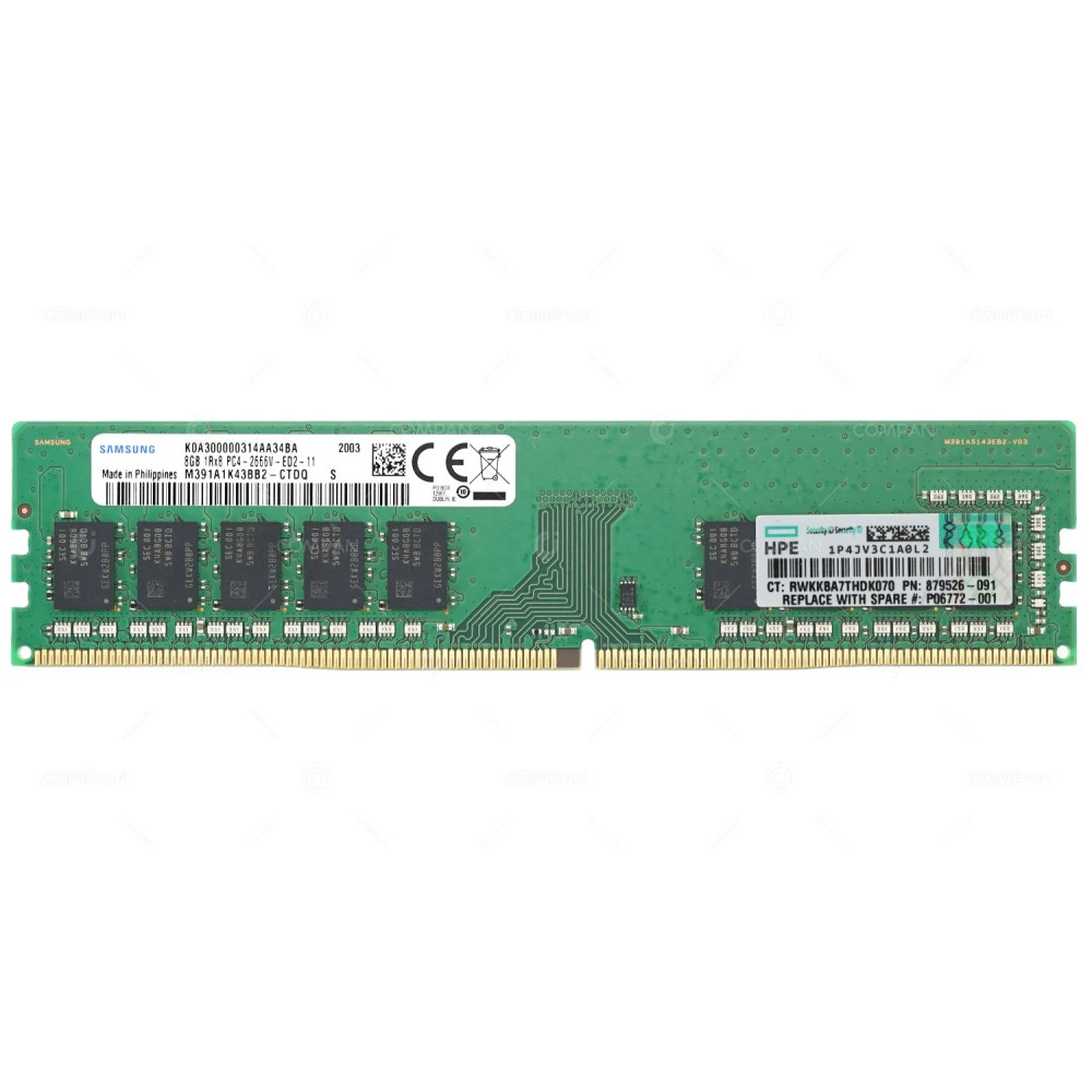 P06772-001 HP 8GB 1RX8 PC4 2666V DDR4 2666MHZ UDIMM ECC UNBUFFERED MEMORY 879505-B21, 879526-91