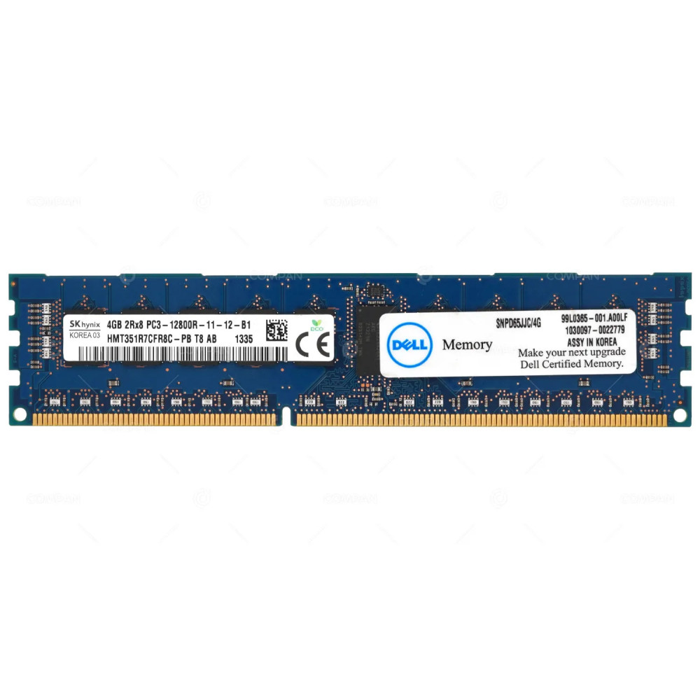 SNPD65JJC-4G DELL MEMORY 4GB 2RX8 PC3 12800R DDR3 SNPD65JJC/4G, HMT351R7CFR8C-PB