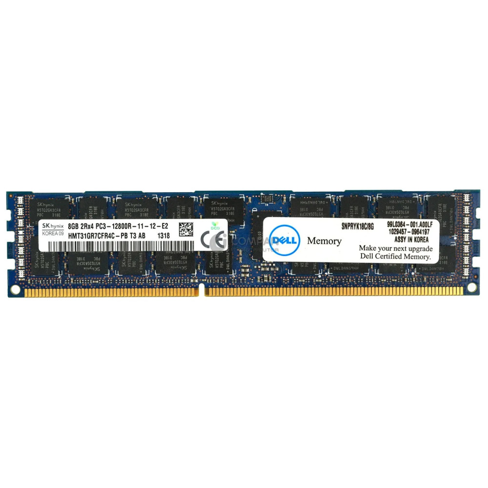 SNPRYK18C-8G DELL MEMORY 8GB 2RX4 PC3 12800R DDR3 SNPRYK18C-8G SNPRYK18C/8G, SNPRYK18C/8G,