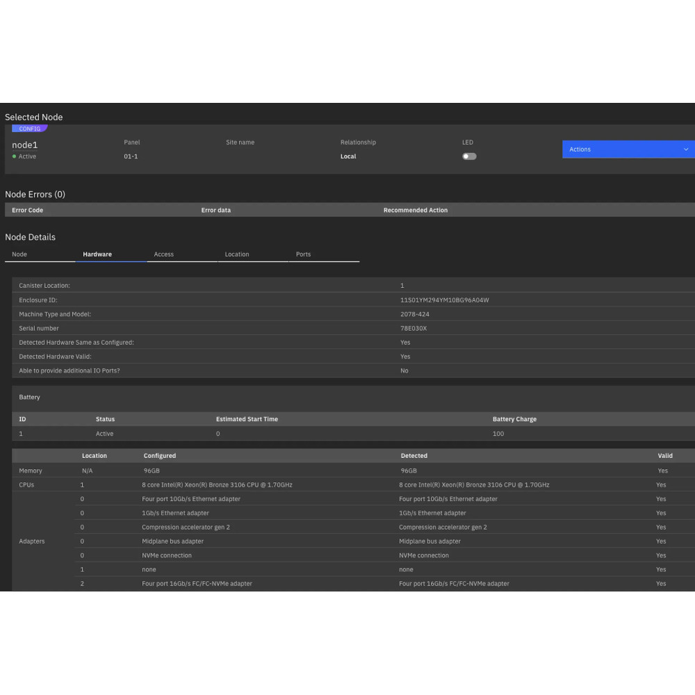 2078-424 IBM STORWIZE V5100 2U 24 BAY NVME CONTROL ENCLOSURE 84.4TB