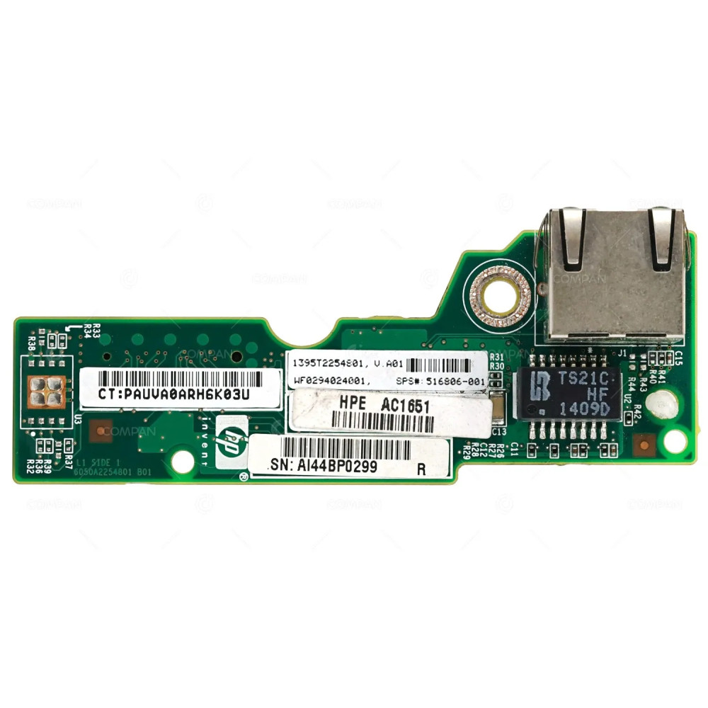 516806-001 HP OPTIONAL LO-100I DEDICATED ILO MANAGMENT PORT BOARD ONE ETHERNET PORT RJ-45 LIGHT-OUT FOR PROLIANT DL160 DL165 DL180 G6 G7 516806-B21, WF0294024001