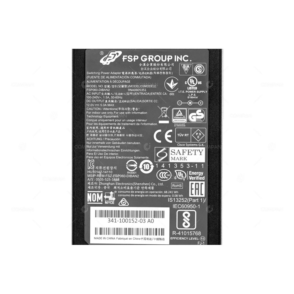 FSP060-DIBAN2_9NA0605351 FSP GROUP 60-WATTS 12V 5A ADAPTER FOR TELEPRESENCE SX20