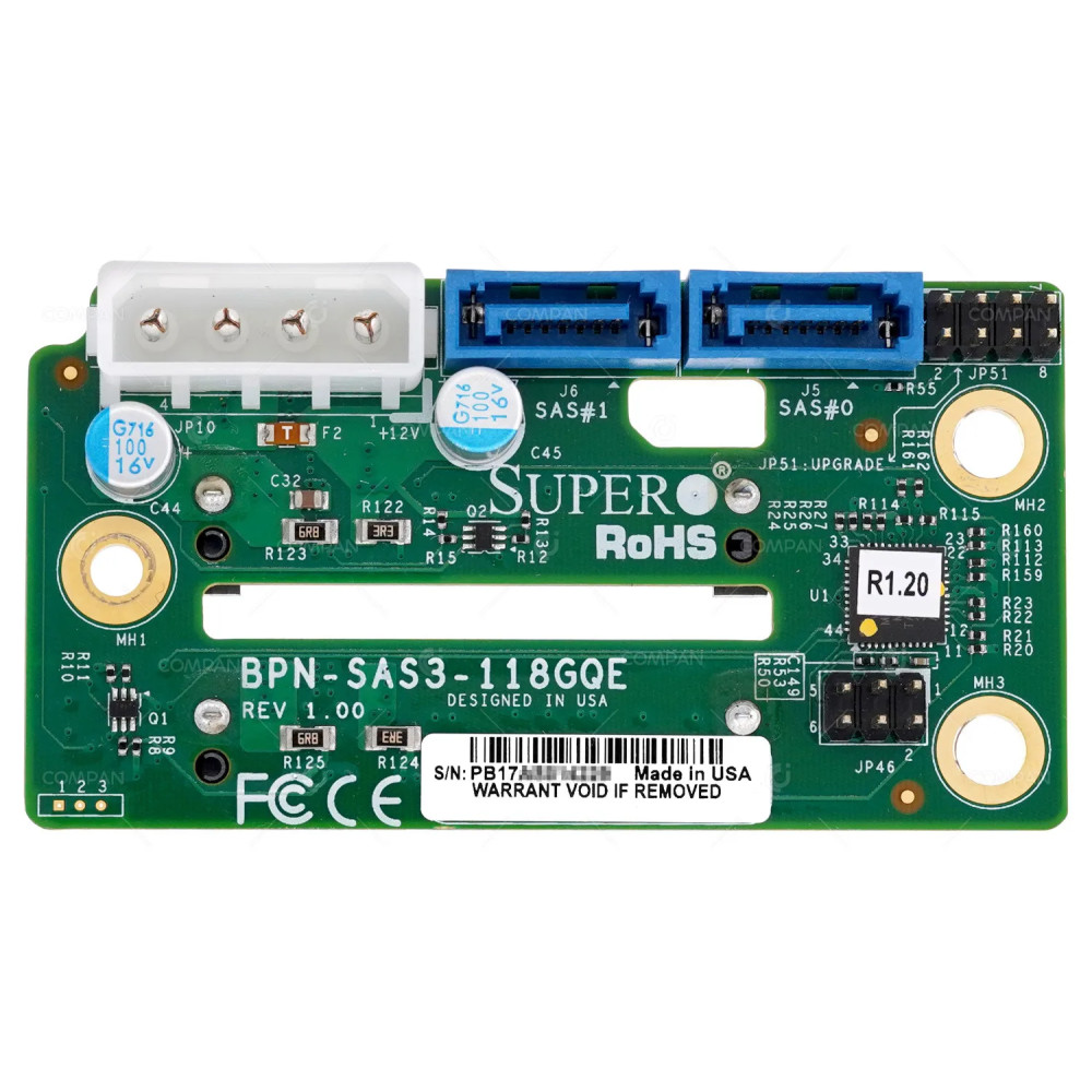 BPN-SAS3-118GQE  SUPERMICRO 2-BAY 2.5 SFF BACKPLANE SAS SATA FOR SYS-1029GQ-TRT