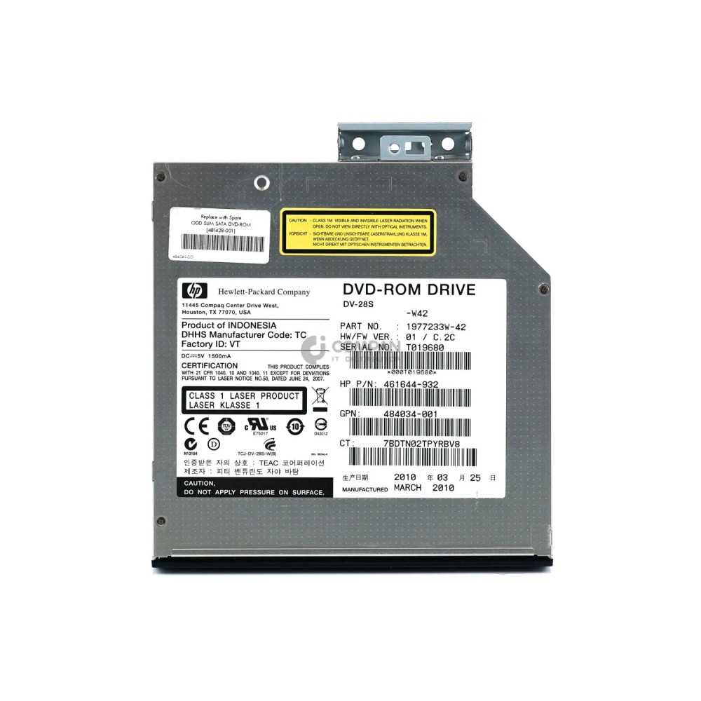 481428-001 HP DVD SATA 12.7MM SLIM OPTICAL DRIVE FOR DL360 DL 380 G6 G7