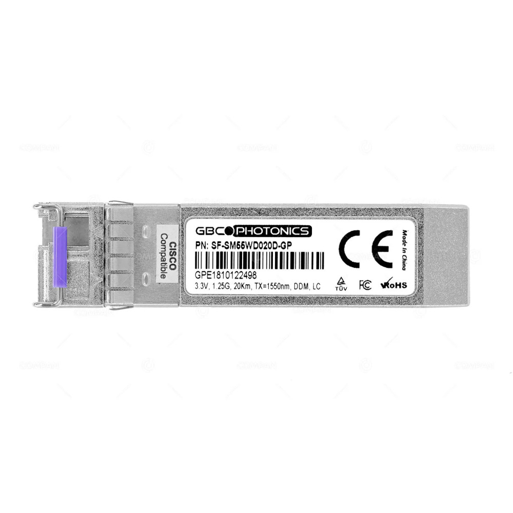 SF-SM55WD020D-GP  GBC PHOTONICS OPTICAL TRANSCEIVER MODULE 1.25G SFP WDM TX:1550/RX:1310NM LC SIMPLEX DDM SMF 20KM