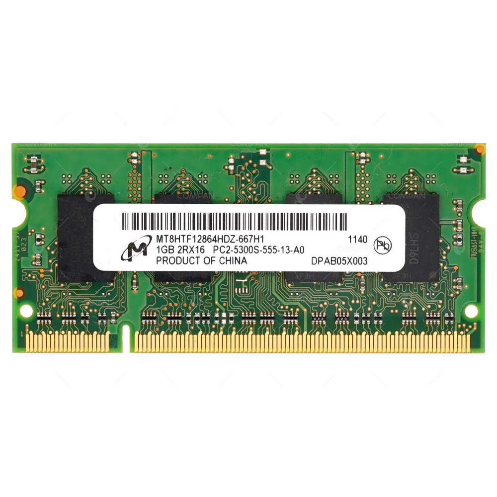 MT8HTF12864HDZ-667H1  MICRON 1GB 2RX16 PC2 5300S DDR2 MEMORY FOR LAPTOPS