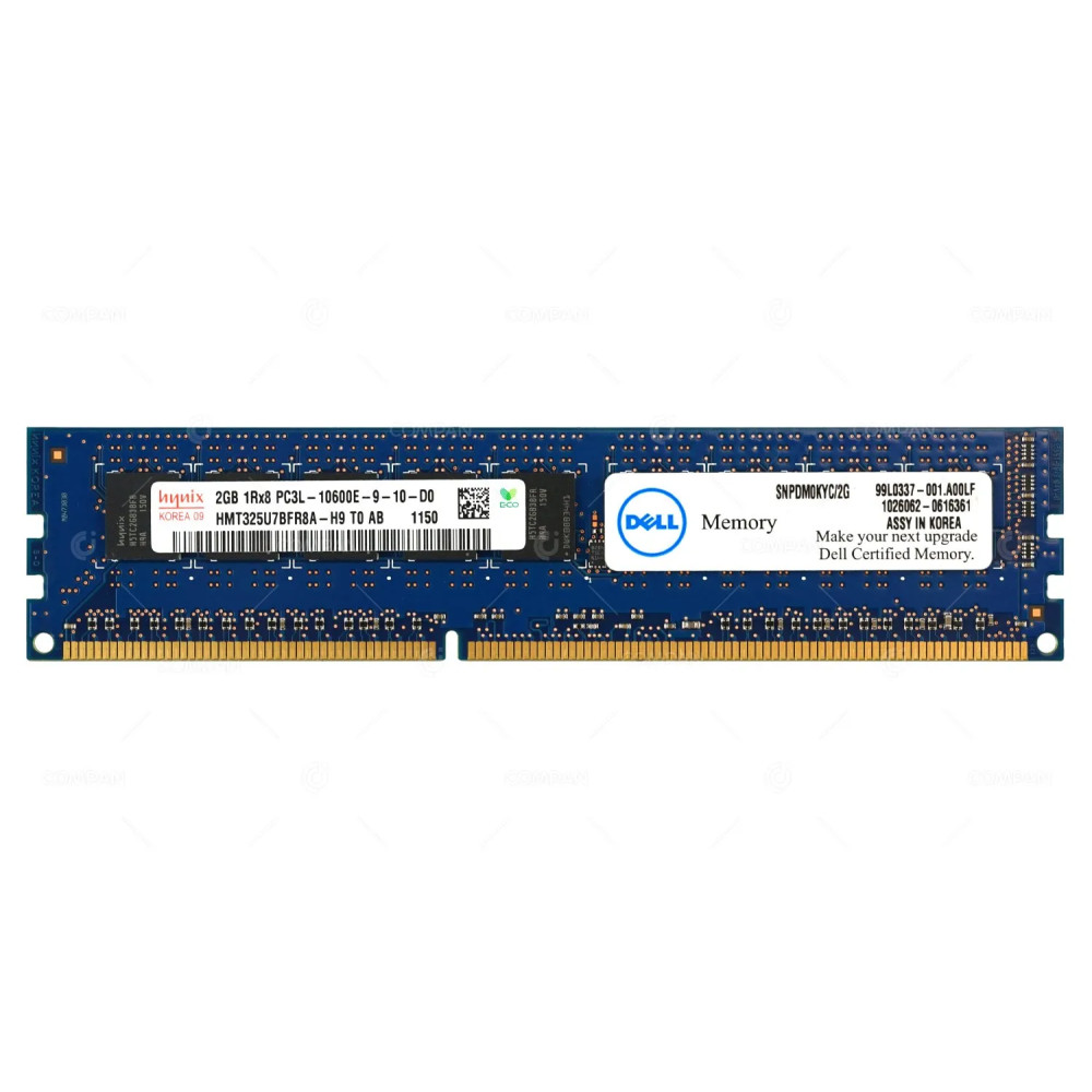SNPDM0KYC-2G DELL MEMORY 2GB 1RX8 PC3L 10600E SDRAM UDIMM DDR3