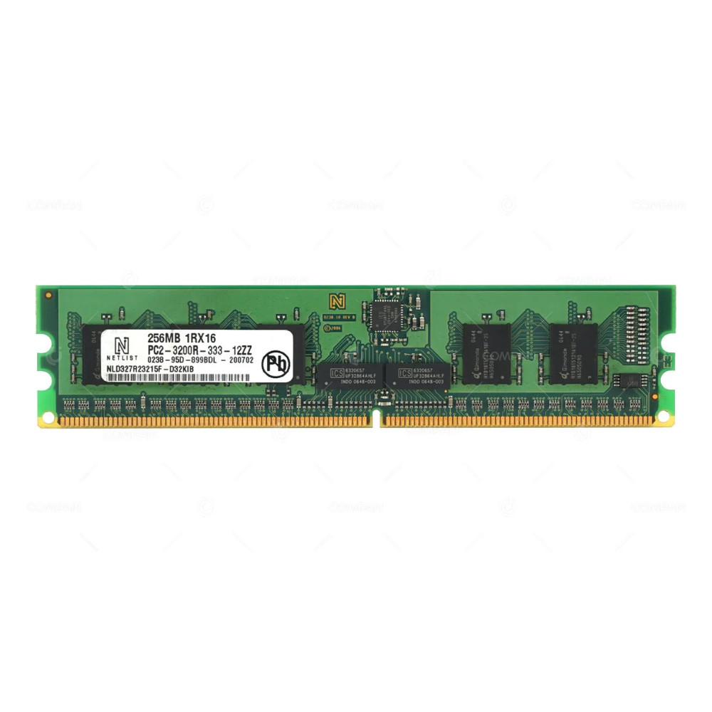 NLD327R23215F-D32KIB NETLIST MEMORY 256MB 1RX16 PC2 3200R 240 PIN 400MHZ 1.8V CL3 ECC RDIMM DDR2 -
