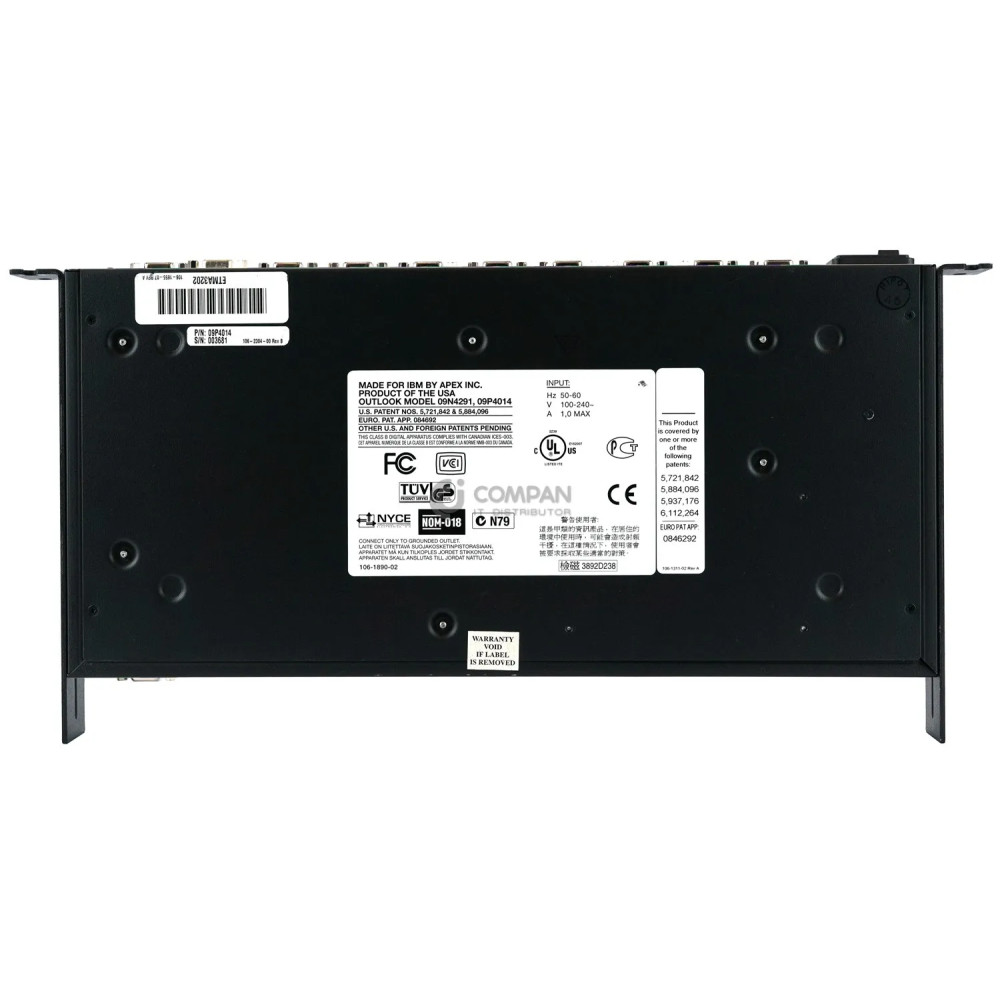 IBM APEX OUTLOOK 2X8 PORT KVM CONSOLE SWITCH