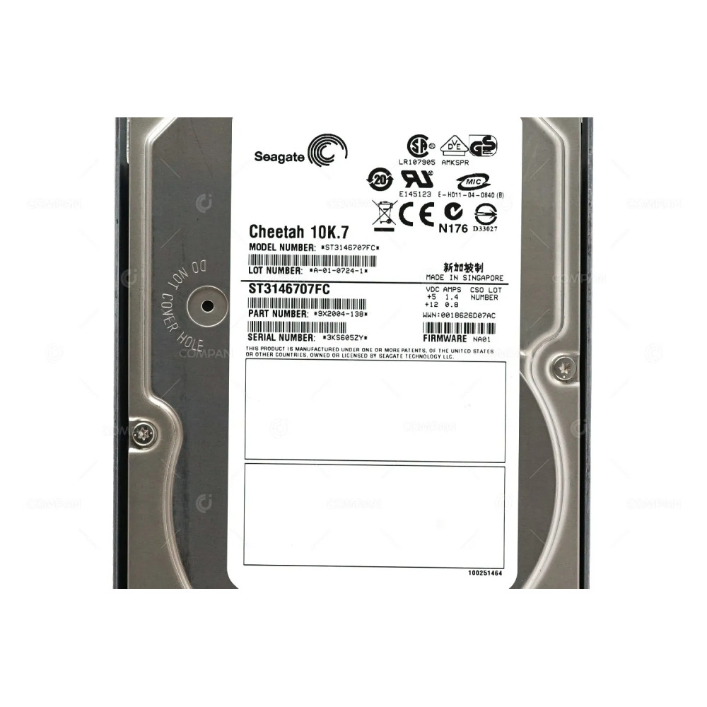 X274B-R5 NETAPP HARD DRIVE 146GB 10K 2G FOR FAS250 FAS270 STORAGESHELF DS14  DS14 MK2 DS14 MK4 FC SP-274B-R5, 108-00082+A0, ST3146707FC
