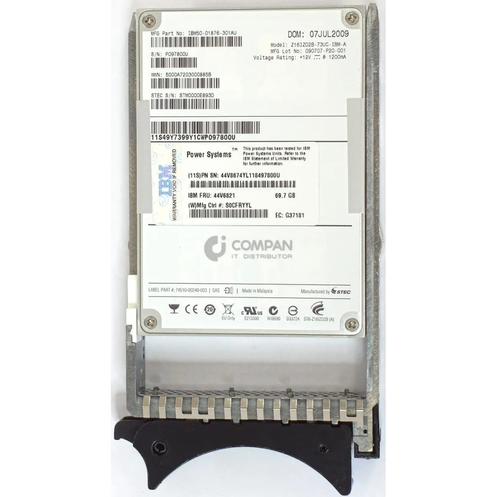 44V6821 IBM 69.7GB SMALL FORM FACTOR SOLID-STATE SAS DRIVE FOR IBM POWER SERIES 44V8674
