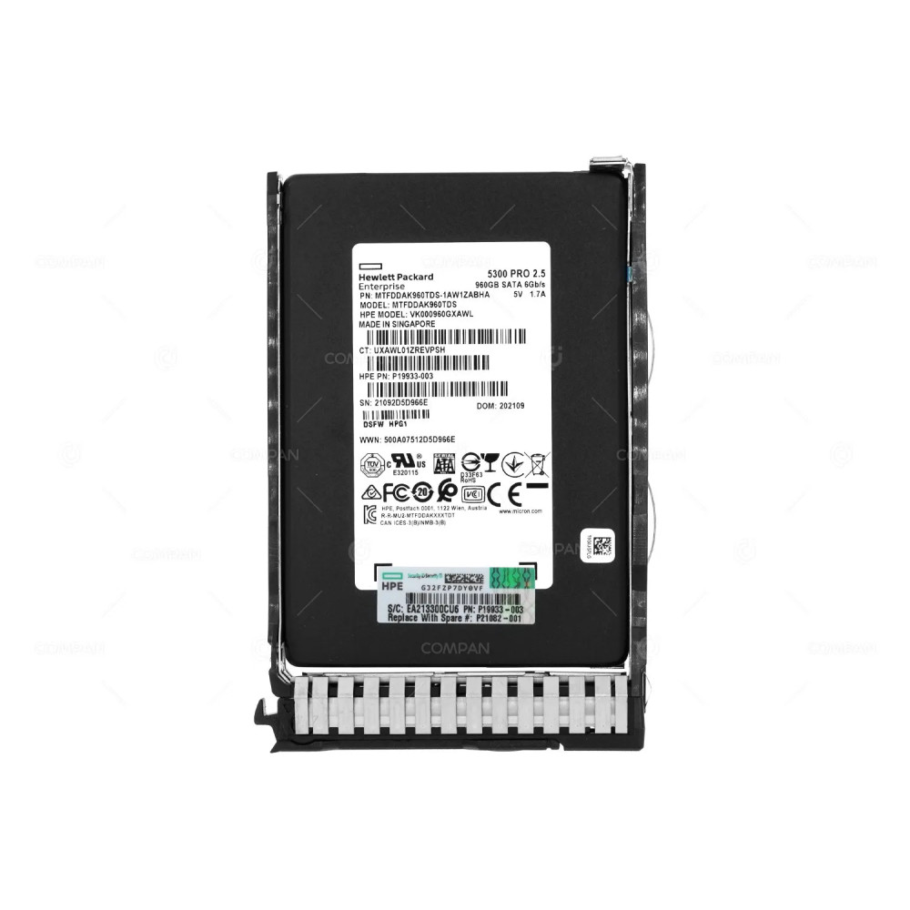 P21082-001 HP SSD 960GB SATA 6G DS 2.5" SFF HP G9 G10
