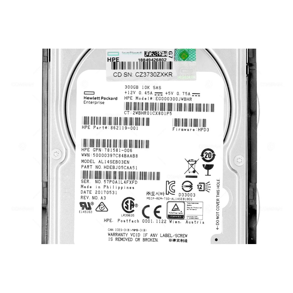 785067-B21  HP HARD DRIVE 300GB 10K 12G 2.5 SFF HOT-SWAP