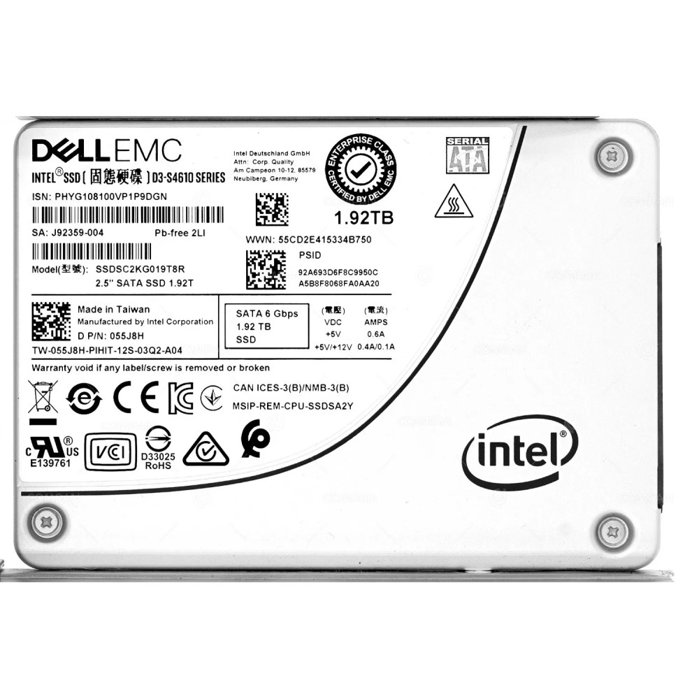 55J8H G14 LFF DELL 1.92TB 6G SATA 3.5 LFF SSD 055J8H, SSDSC2KG019T8R