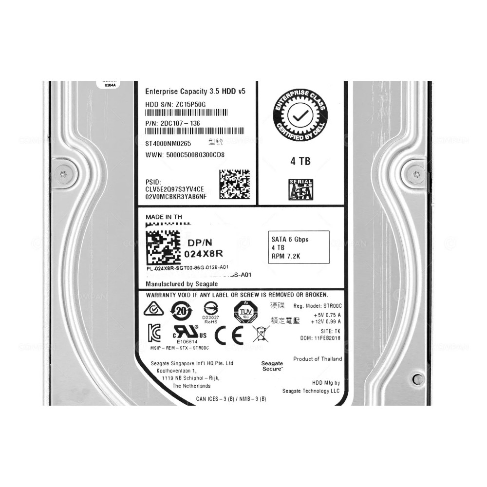 24X8R G14  DELL 4TB 7.2K 6G SATA 3.5 LFF HARD DRIVE G14