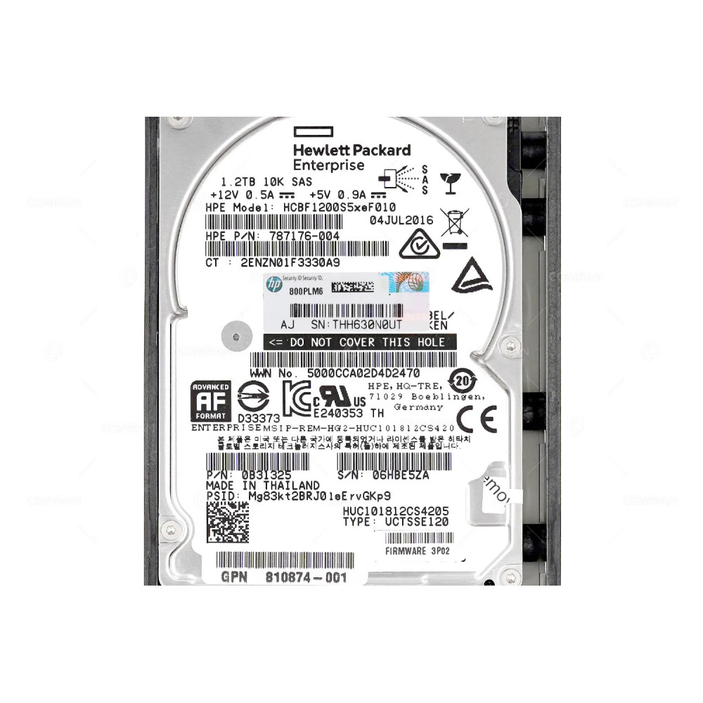 810762-001  HP 1.2TB 10K 12G SAS 2.5SFF FOR STORESERV 8000