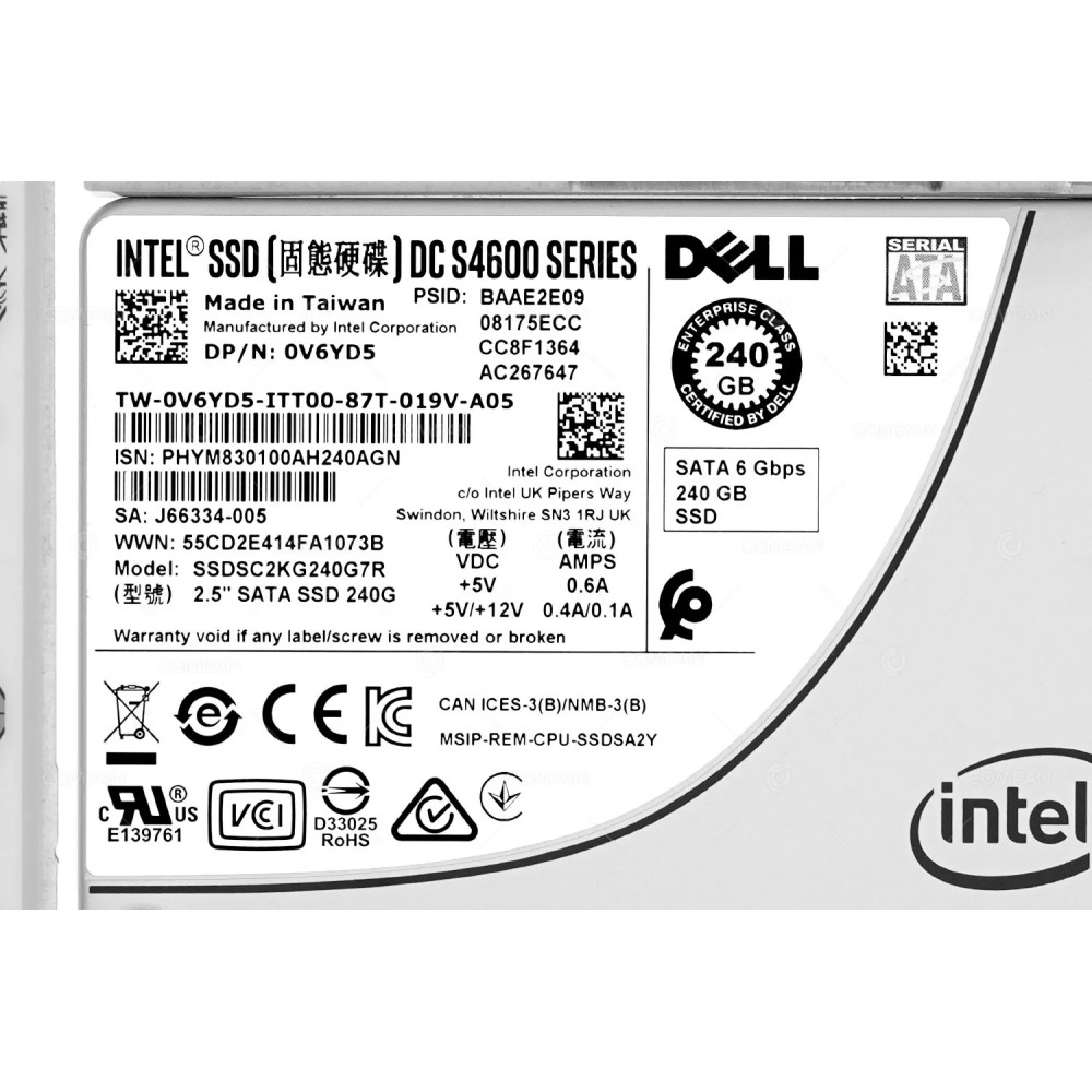 V6YD5 G14 LFF  DELL SSD 240GB 6G SATA 2.5 SFF IN 3.5 FOR G14