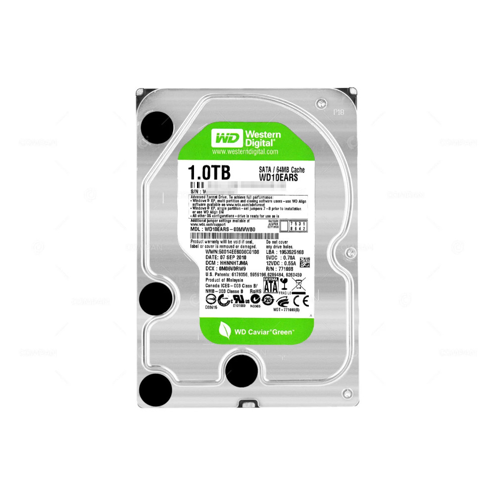 WD10EARS-00MVWB0  WD HARD DRIVE 1TB 5.4K 3.5 LFF 6G SATA 