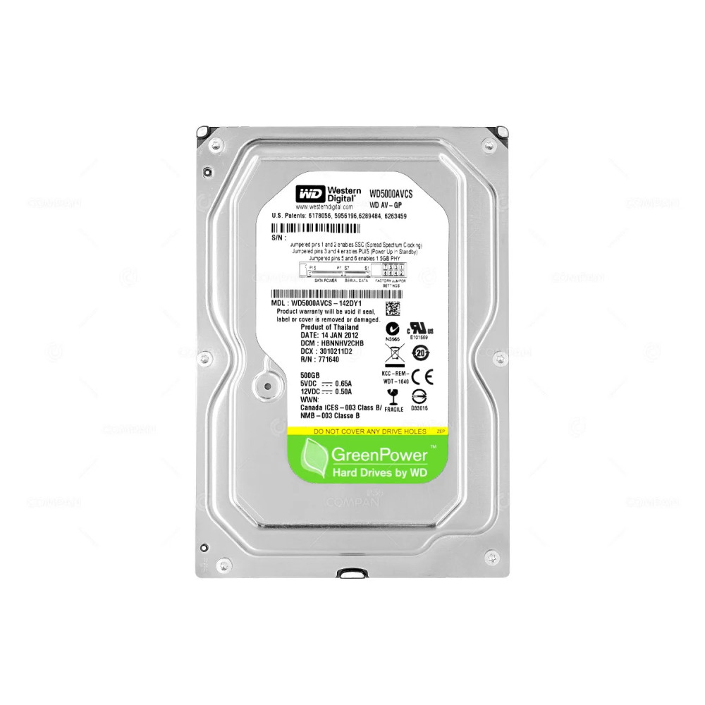 WD5000AVCS  WD HARD DRIVE 500GB 7.2K 3G SATA  3.5 LFF