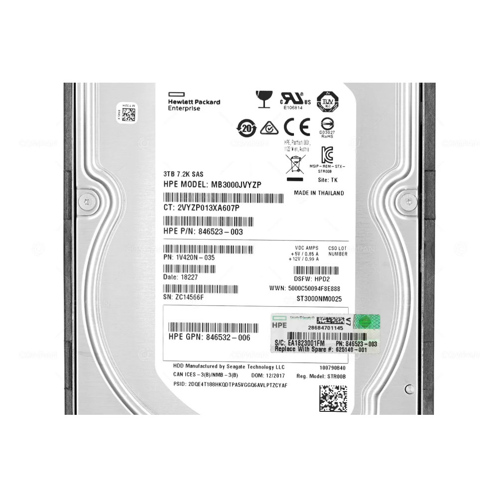 625140-001  HP 3TB 7.2K 6G SAS 3.5 LFF HARD DRIVE FOR D2600