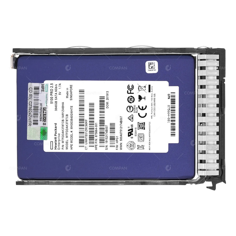 P02562-001  HP 3.84TB 6G 2.5 SFF SSD SATA DS MU G8 G9 G10