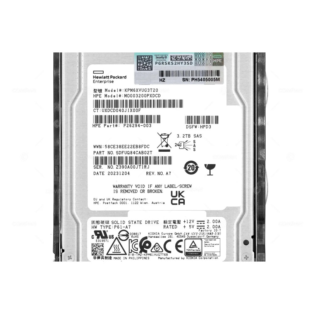 P49748-001  HP 3.2TB 24G 2.5 SFF MU SC SAS SSD G8 G9 G10