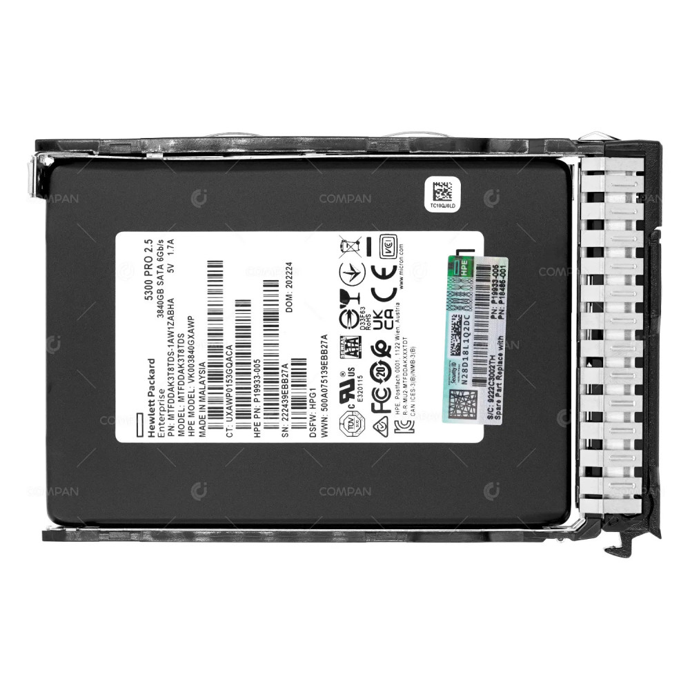 P18485-001  HP 3.84TB 6G RI 5300 PRO 2.5 SFF SATA DS SSD FOR G8 G9 G10