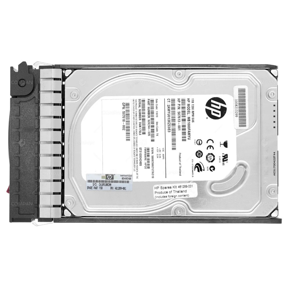 461289-001  HP HARD DRIVE 1TB 7.2K 3G MDL SAS 3.5 LFF