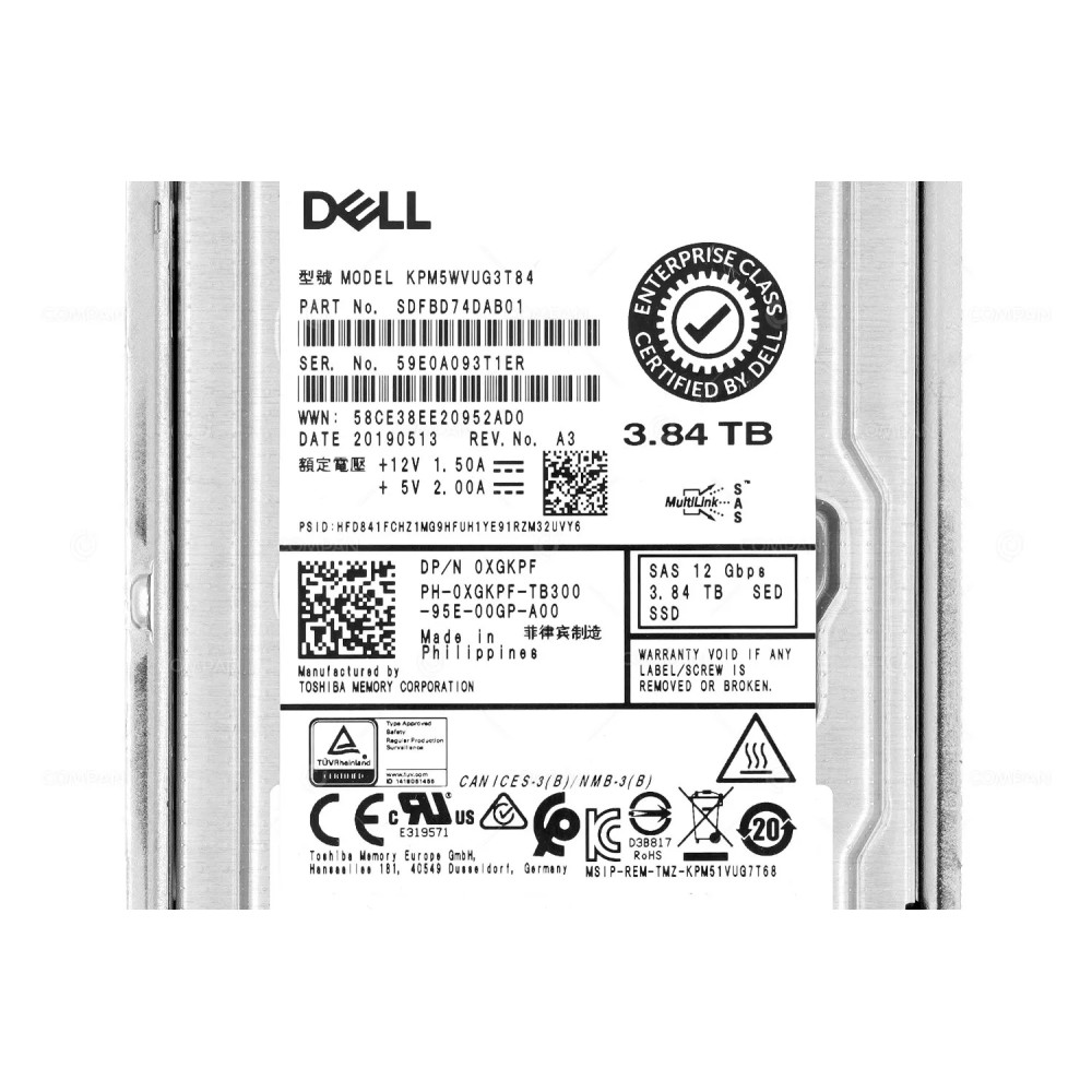XGKPF G14  DELL 3.84TB 12GB 2.5 SFF SAS MU SED SSD G14