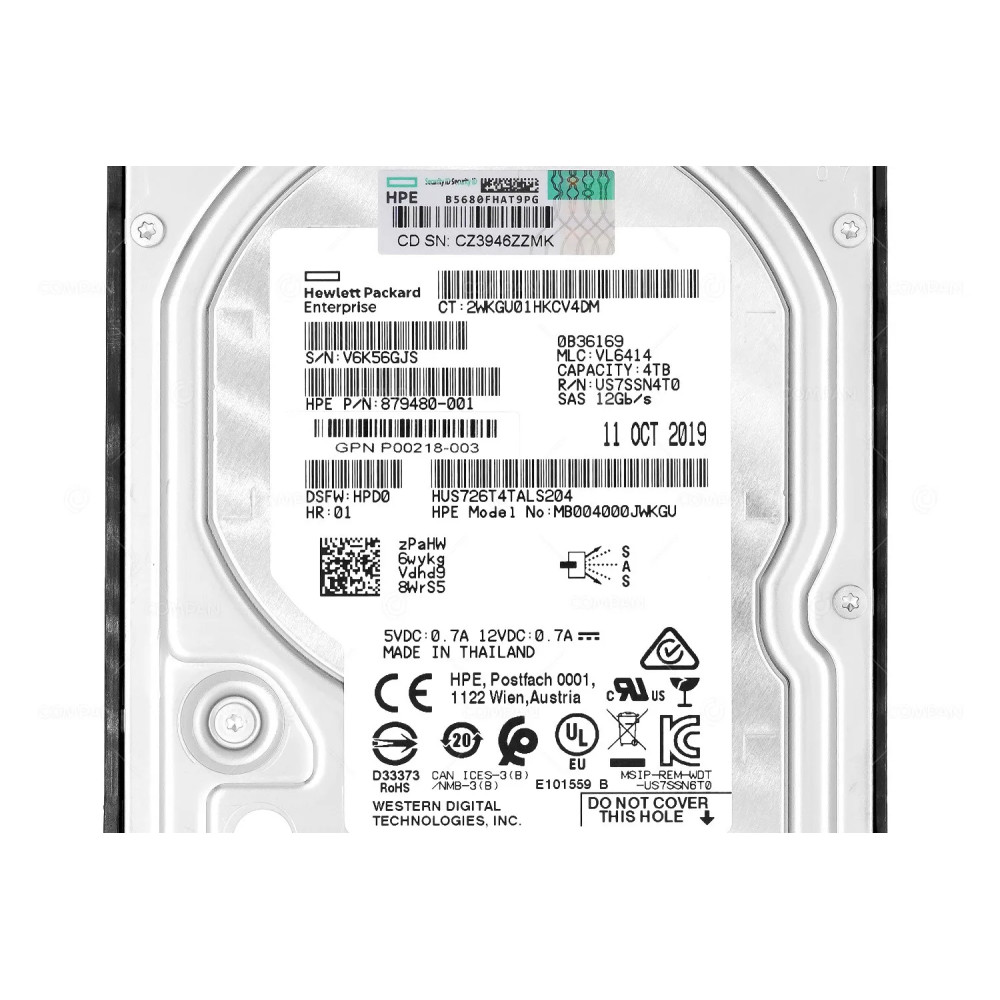 P00670-001  HP HARD DRIVE 4TB 7.2K 12G 3.5 LFF SAS FOR STOREONCE 3640 5200