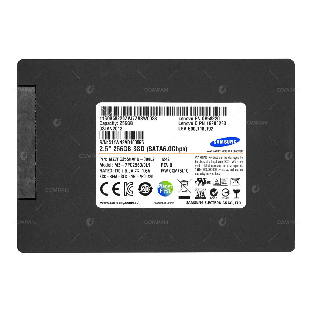 0B58220  LENOVO 256GB 6G SATA 2.5 SFF SSD FOR THINKSTATION E31